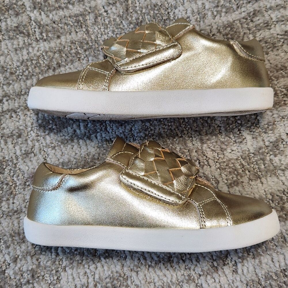 OLDSOLES girls metallic gold braided sneakers shoes size 28 EU or 11 US child - Picture 5 of 11